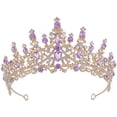 thumbnail image 1 of Miangastore Golden Rhinestone Tiara for Bridal Decoration with Zinc Alloy Material and Stunning Design 6.5 Inches, 1 of 8