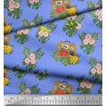 thumbnail image 2 of Soimoi Polyester Crepe Fabric Suitcase,Floral & Leaves Tropical Print Sewing Fabric Yard 52 Inch Wide, 2 of 3