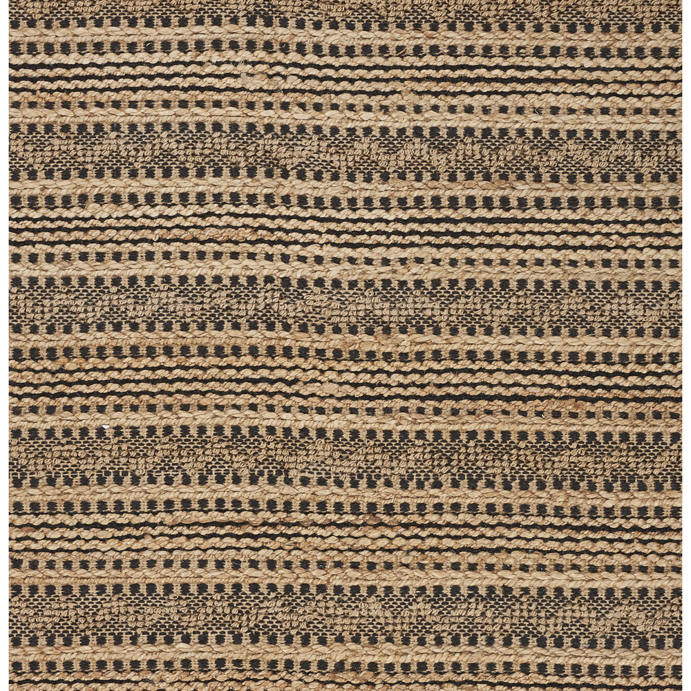 LR Home Ollie 9' x 12' Brown/Black Chevron Striped Braided Jute Indoor Area Rug