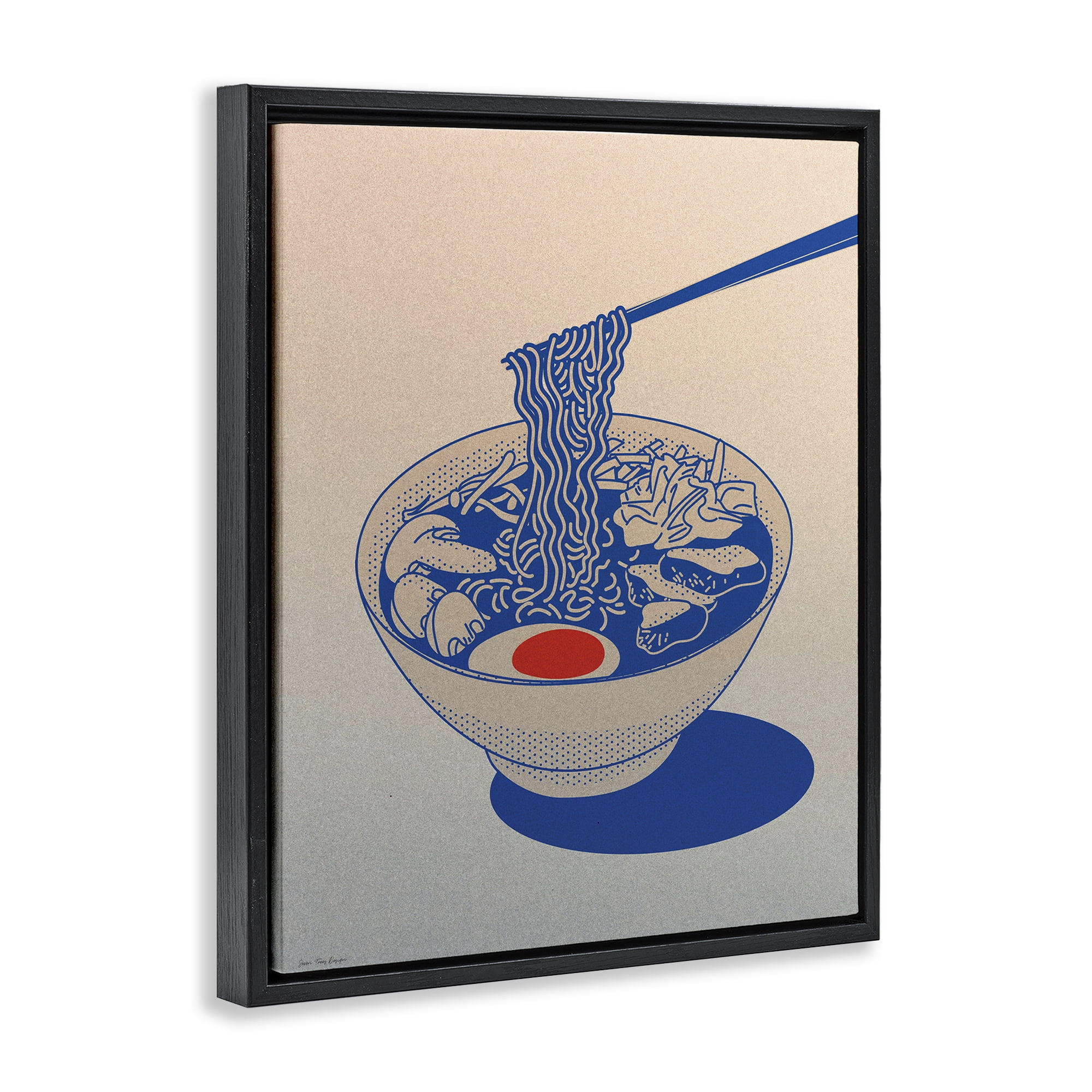 Ramen Noodle Bowl Gradient Black Framed Floater Canvas Wall Art, design by Seven Trees Design