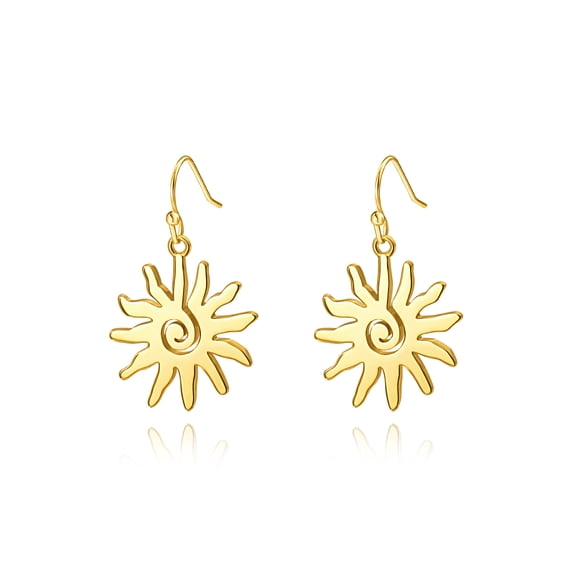 CANEVINKA Gold Sun Earrings for Women 18K Gold Plated Boho Spiral Sun Small Earrings for Women