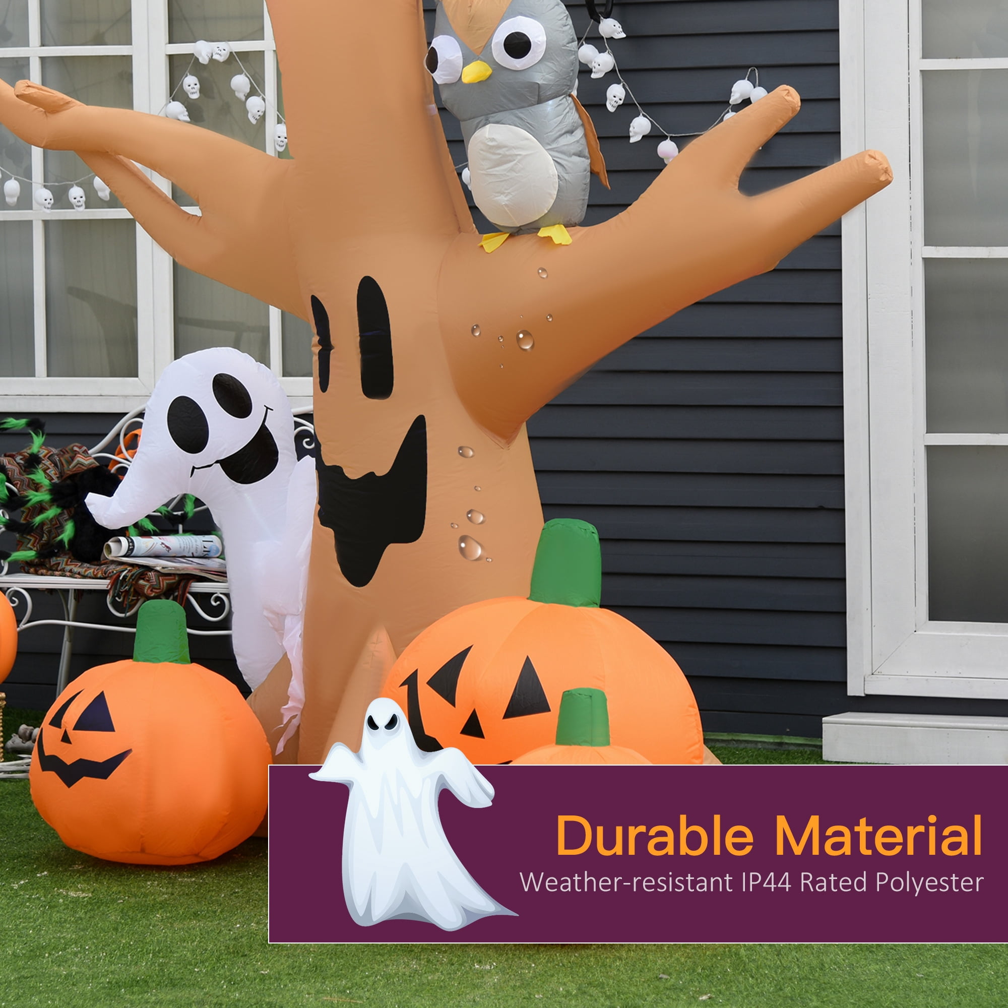 Alvantor 7.5" Inflatables Halloween Decorations Haunted Tree With Pumpkins Blow Up LED Yard Decor for Garden, Lawn Waterproof