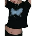 thumbnail image 2 of Musuos Women Crop T-Shirts Casual Rhinestone Print Summer Short Sleeve Basic Tops, 2 of 8