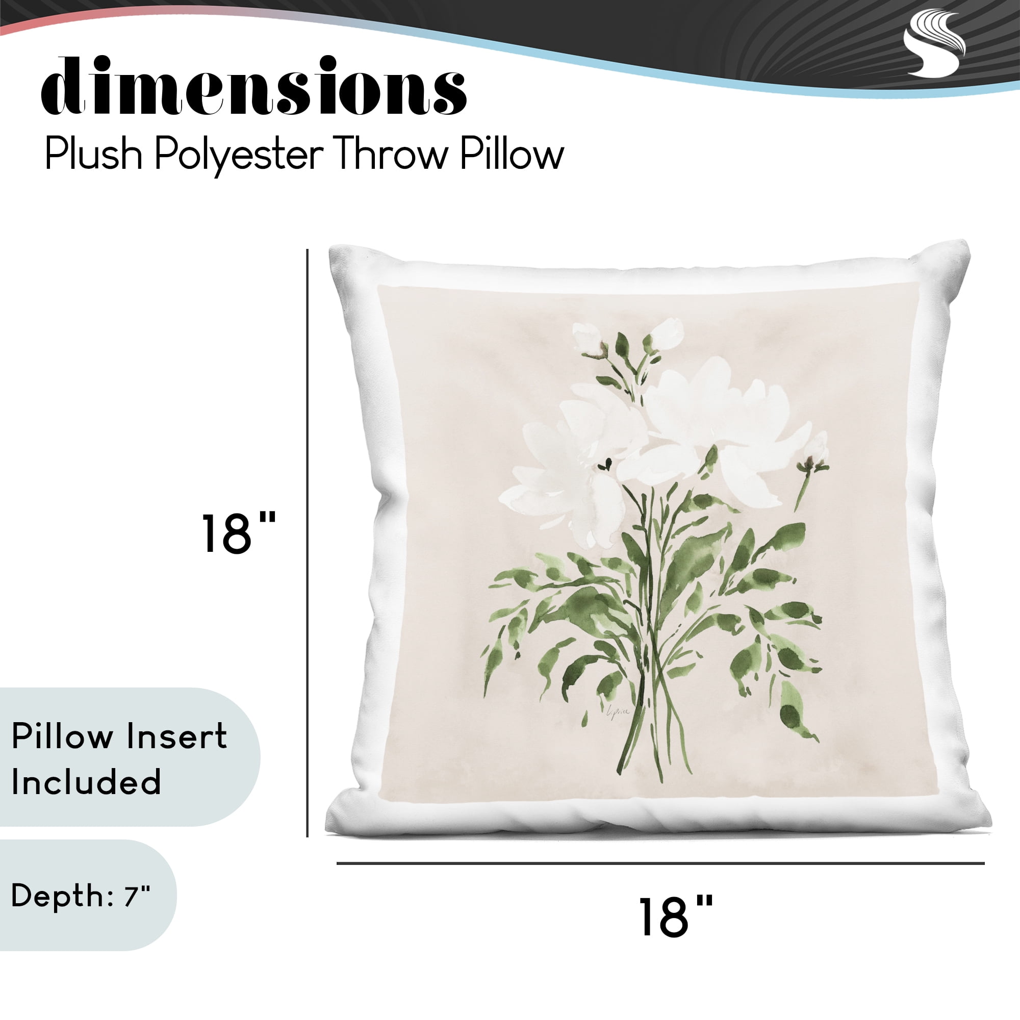Stupell Industries White on Tan Floral Decorative Printed Throw Pillow, design by Lucille Price