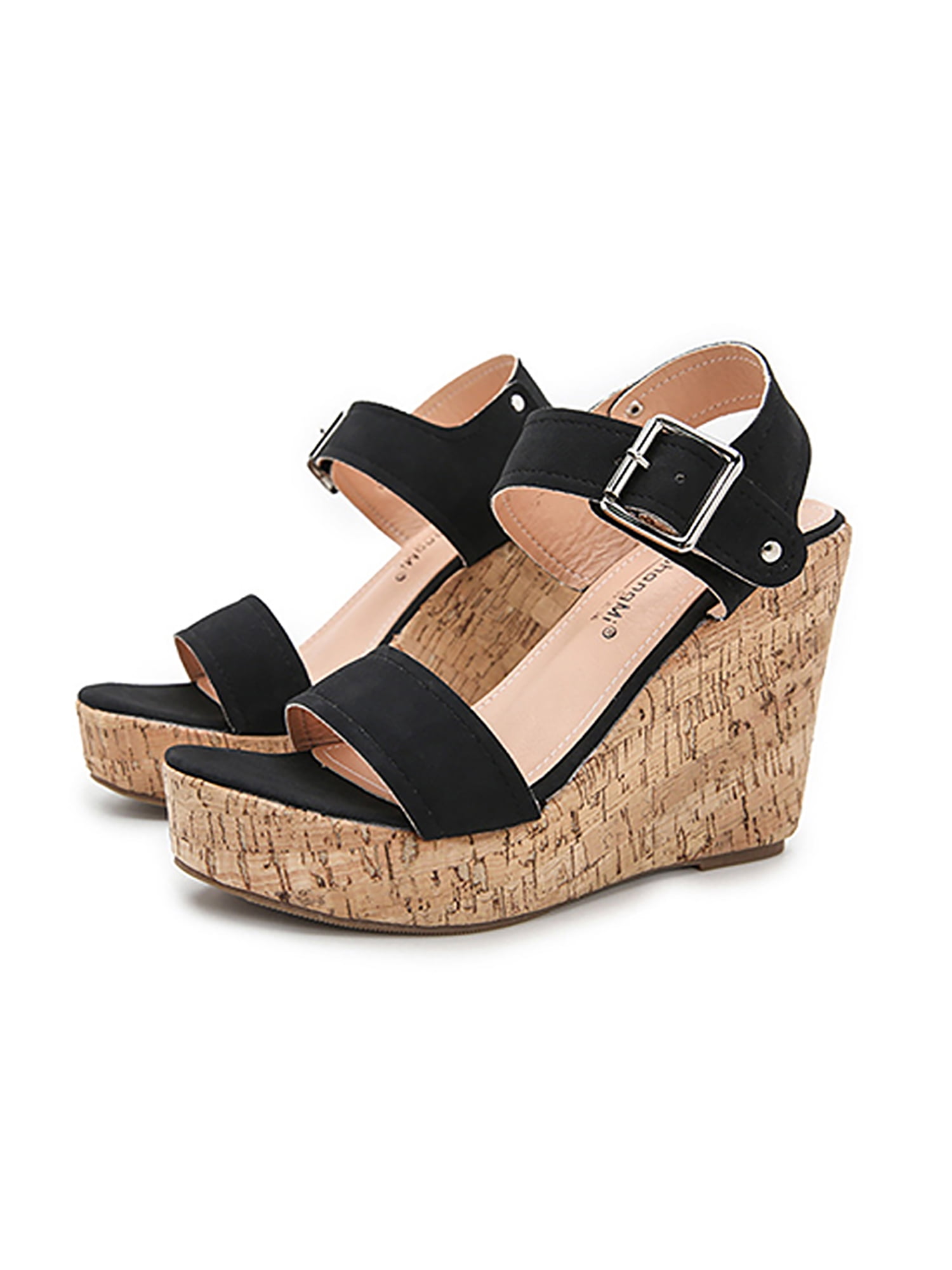 Women Slingbacks Sandals Platform Wedge Heels Peep Toe Casual Ankle Buckle Shoes 