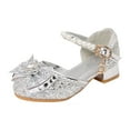 thumbnail image 3 of Kids Heels,Girls Sandals Closed Toe Heels Wedding Party Shoes Sequins Bow For Toddler,Little Girl Dress Shoes(Size:9-9.5 Years), 3 of 8