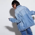 thumbnail image 6 of LYMAYTER Women Jeans Jacket for S-2XL Washed Button Up Denim Coats Versatile Mid-Length Cowboy Outwear With Pockets, 6 of 8