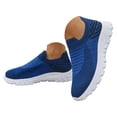 thumbnail image 3 of Walking Shoes Women Casual Lightweight Slip on Loafers Comfy Soft Sole Stretch Knit Mesh Solid Color Sneakers Blue Size 7.5, 3 of 9