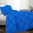 thumbnail image 3 of Diamond Ruffle Duvet Cover 3 Piece Set with Zipper, 400 Thread Count & 100% Egyptian Cotton, Luxury Design and Quilts Protector with Pillowcases - Royal Blue Solid, Oversize Queen Size., 3 of 5