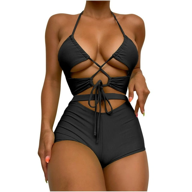 Traje de baño HUOGUO para mujer, vacaciones, playa, estampado con costuras divididas