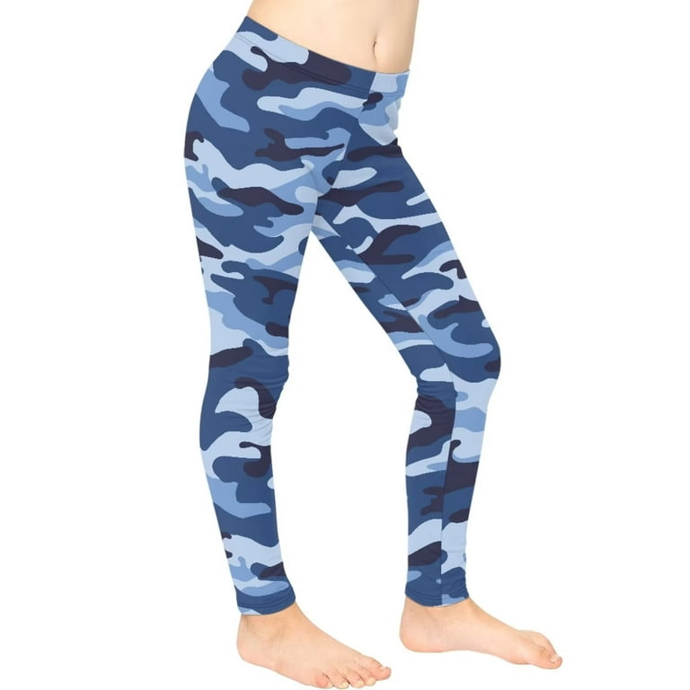 FKELYI Girls Leggings with Camo Hunting Navy Quick Drying Hiking Kids Tights  Casual Daily Life Yoga Pants High Waisted Yummy Control Size 4-5 Years 