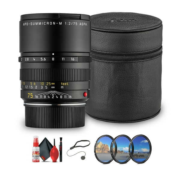 Leica APO-Summicron-M 75mm f/2 ASPH. Lens Black | Compact M-Mount Portrait Lens with APO Correction & Manual Focus Precision (11637)   Lens Filter Kit   Cleaning Kit   Cap Keeper
