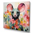 thumbnail image 2 of Designart "Curious Rat in Pink Blooms I" Animals Wall Art - Modern Pink Mouse Entryway Wall Art, 2 of 6