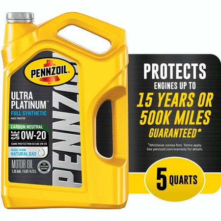 Pennzoil Ultra Platinum Full Synthetic 0W-20 Motor Oil, 5 Quart