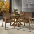 thumbnail image 3 of Foreate Vintage Accent Armchair Set of 2, with Rubber Wood Arms Mid-Back, Modern Dining Chairs Upholstered PU Leather for Living Room Office Small Space, 3 of 12