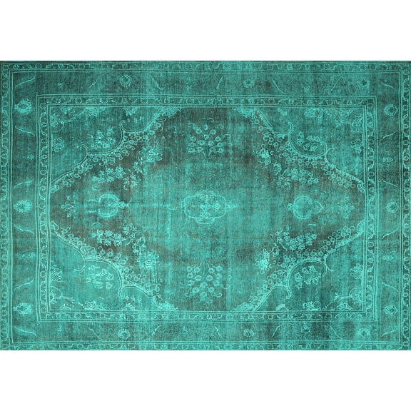 Ahgly Company Indoor Rectangle Persian Turquoise Blue Traditional Area Rugs, 5' x 7'
