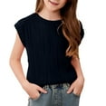 thumbnail image 2 of DAETIROS Girls Fashion T Shirt, Comfy Soft Crewneck Solid Cute Short Sleeve Girls Summer Top Black Size 4T, 2 of 8