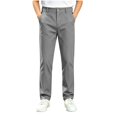 thumbnail image 2 of Xaqiouau Boys Straight Leg Chino Pants Classic Flat Front Casual Trousers Button Closure Solid Color School Uniform Bottoms Versatile Everyday Wear Gray 14-15 Years, 2 of 9