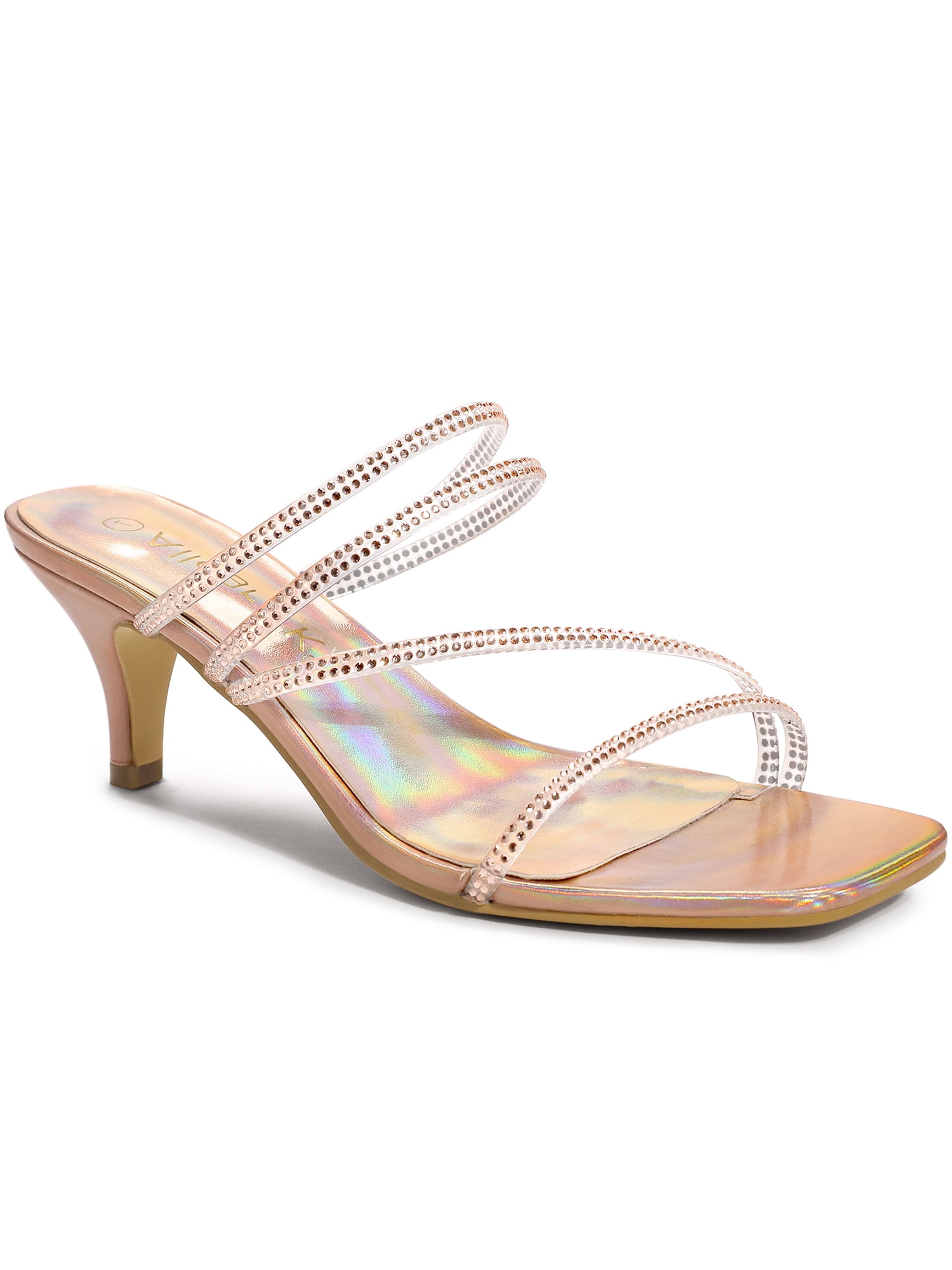 strappy rose gold shoes