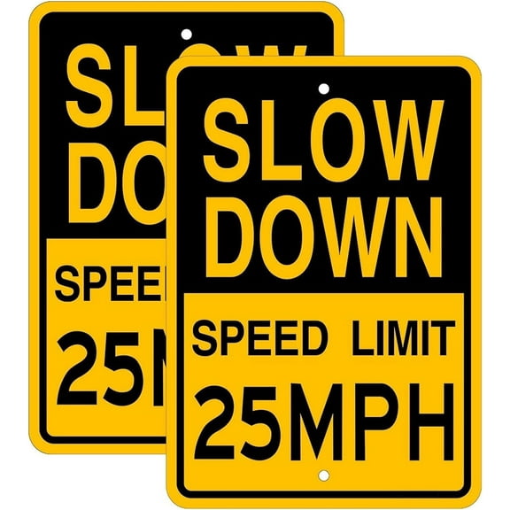 (2 Pack) Speed Limit 25 MPH Sign-12"x18"Slow Down Traffic Sign - UV Printed Engineer Grade Reflective Metal,Rust Free Aluminum,Weather Resistant,Waterproof