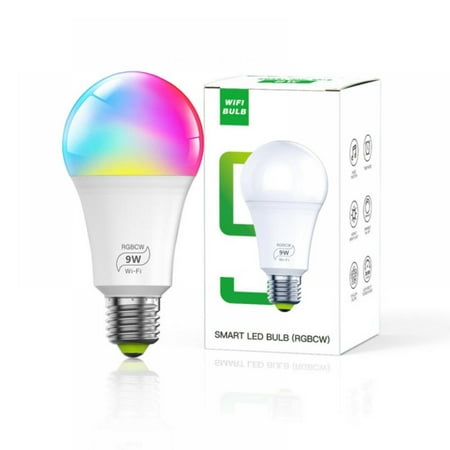 

Smart Wifi LED Light Bulb Work with Alexa & Google Assistant(No Hub Required) Color Changing Light Bulb RGBCW E26 9W Dimmable