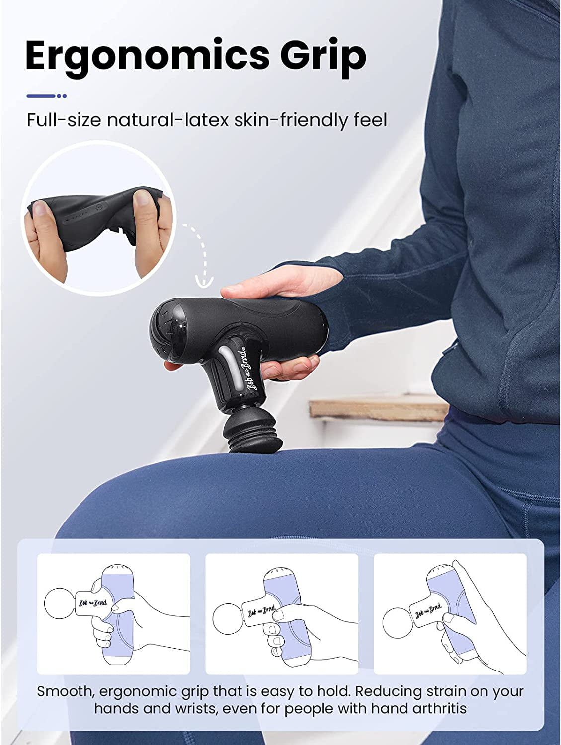 Bob and Brad Q2 Mini Portable Massage Gun Percussion Muscle Quiet Handheld Massager Fascia Gun for Athletes Pain Relief -Black, Ideal Gifts