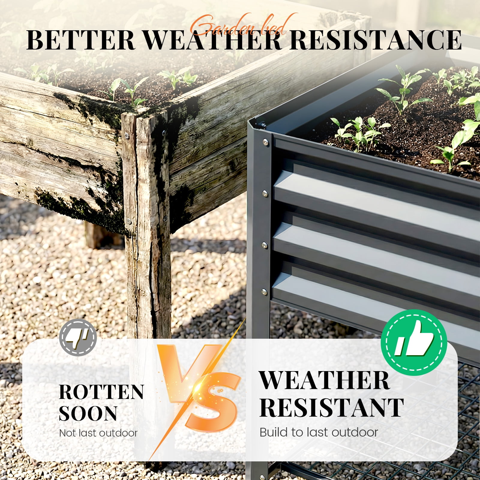 King Bird Galvanized Steel Raised Garden Bed Kit with Storage Shelf 47.2"x22.8"x31.5" Metal Planter Box, Elevated Garden Bed with Drainage Holes Outdoor for Vegetables Flowers Dark Gray