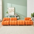 thumbnail image 2 of 90.60" Orange Sofa with Technology Cloth – Waterproof, Stain & Cat Scratch Resistant, Space-Saving Design for Apartments & Bedrooms, 2 of 7