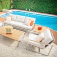 thumbnail image 4 of Krikacy Table Basse d'Extérieur en Acier Inoxydable et Dessus en Teck, Table d'Appoint Toutes Saisons, pour Patio et Terrasse, Teck, 4 of 6