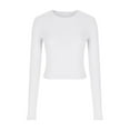 thumbnail image 4 of tarylea Going out Tops for Women Crew Neck Slim Fitted Crop Tops Long Sleeve Solid Color Tees Casual Trendy Cute Stretch Tops, 4 of 6