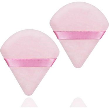 2 Pcs Triangle Powder Puff Face Soft Makeup Powder Puffs Setting Loose Powder Triangle Velour Beauty Make up Puff Triangle Face Powder Puff for Under Eye Makeup Applicator(Pink&Pink)