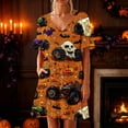 thumbnail image 2 of Stamzod Pajama Dress for Women Short Sleeve Halloween Night Gown with Pocket Ruffled V-Neck Short Sleep Shirt S, 2 of 5