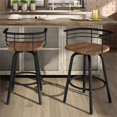 thumbnail image 3 of Amisco Brisk 29" Distressed Wood Swivel Bar Stool in Brown/Black, 3 of 9