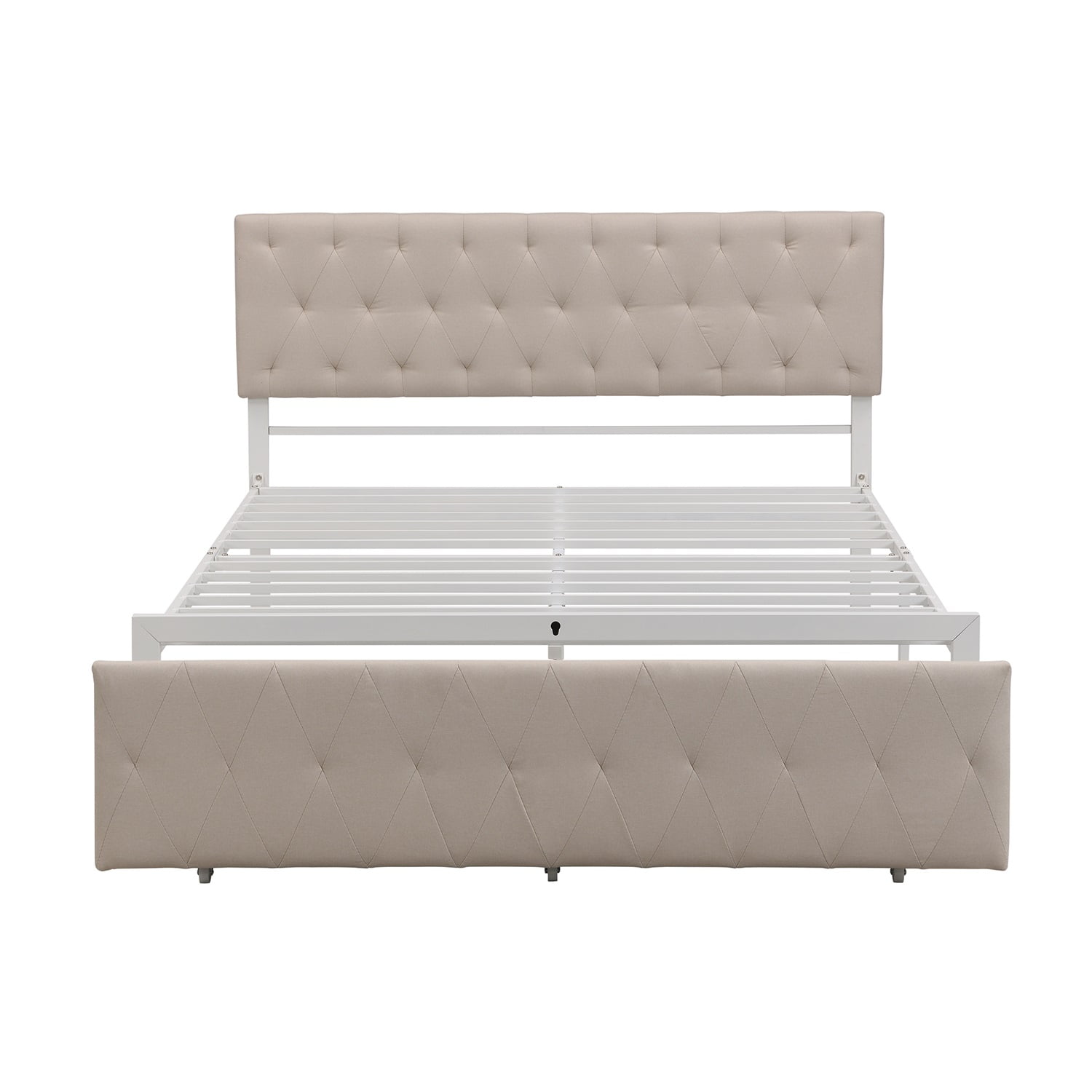 Kadyn Platform Queen Bed Frame with Headboard, Strong Metal Slats Support, No Box Spring Needed, Metal Platform Bed Frame for Bedroom, Beige&Queen Kadyn Platform Queen Bed Frame with Headboard, Strong Metal Slats Support, No Box Spring Needed, Metal Platform Bed Frame for Bedroom, Beige&Queen
