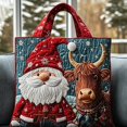 thumbnail image 5 of CLOUJI Christmas Tote Bag Quilted 3D Embossed Santa Cow Pattern Large Capacity Shoulder Handbag Reusable Grocery Shopping Holiday, 5 of 8
