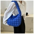thumbnail image 2 of Xfvqtps Womens Shoulder Bag Puffy Cotton Clouds Pleated Lattice Large Capacity One Shoulder Armpit Personalized Lightweight Handbag Blue, 2 of 3