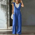 thumbnail image 7 of CHGBMOK Casual Summer Dressy for Women Ruffle Sleeveless Linen Jumpsuits with Pockets Wide Leg Pants, 7 of 7