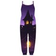 thumbnail image 4 of Gunia Toddler Girls Halloween Outfit Flannel Kids Suspender Romper Loose Harem Style Jumpsuit Festive Party Outfits Purple 3-4 Years, 4 of 5