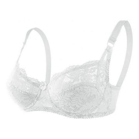 

Xmarks Women s Lace Bra Full Coverage Non Padded Underwired Unlined Plus Size Bra for Everyday Comfort White 38/85B