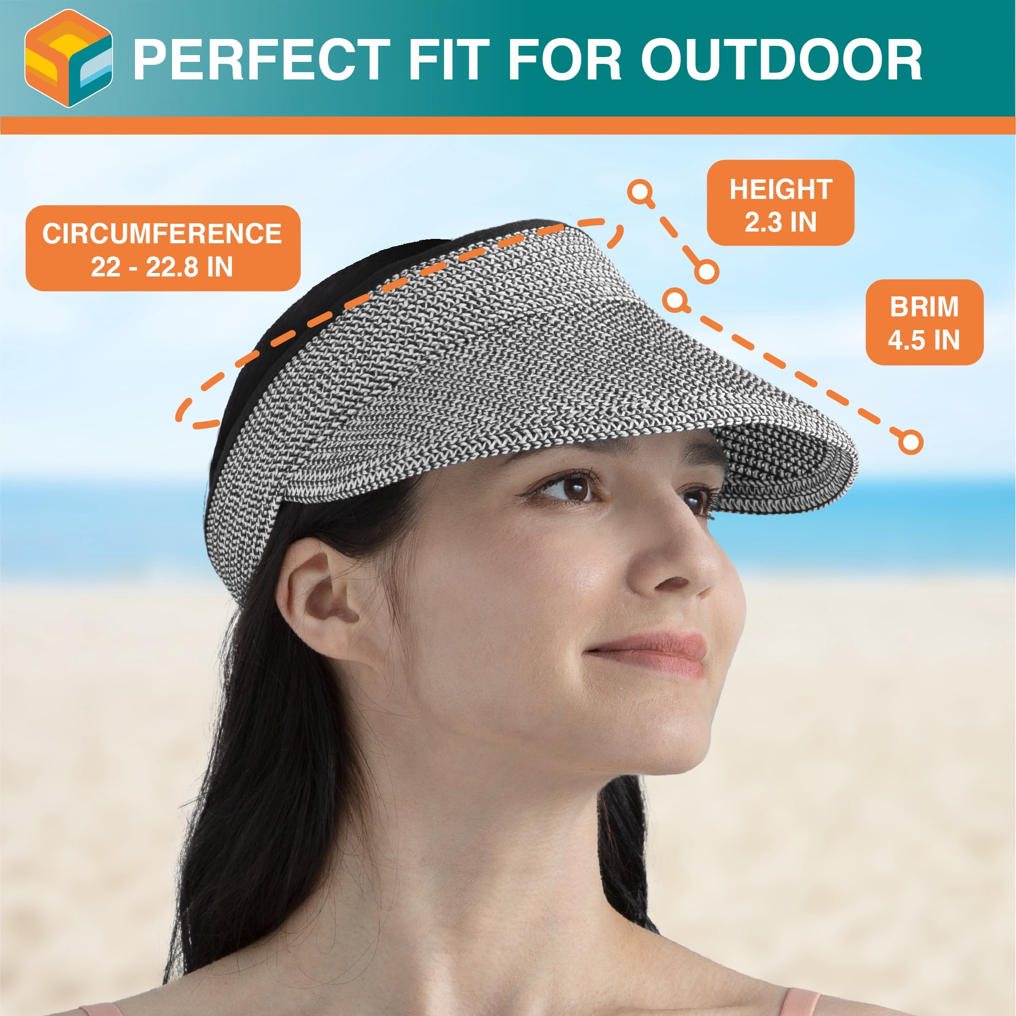 Women\'s Raffia Sun Visor Hat, Packable Wide Brim Beach Visor Ponytail Hat UV Sun Visor Hats for Women Wide Brim Straw Visors Womens  main image 4