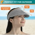 thumbnail image 4 of SUN CUBE Women Straw Visor Hat, Wide Brim Sun Visor for Beach Pool Travel, Foldable Roll Up Ponytail Summer Raffia Hat, Ladies UV UPF 50+ Protection Packable Foldable Visor, Black & White, 4 of 8