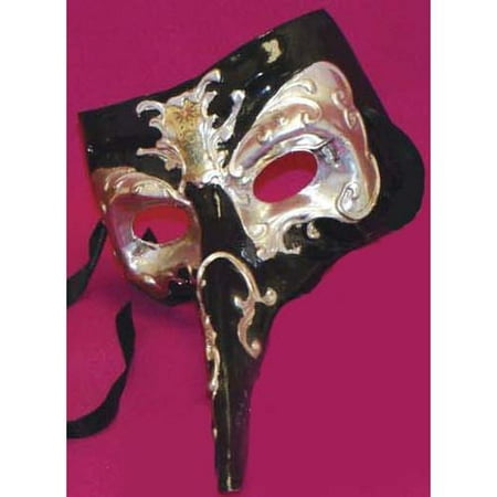 Midnight Casanova Venetian, Masquerade, Mardi Gras Mask Black/Silver