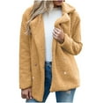 thumbnail image 6 of Womens 2023 Winter Warm Sherpa Coats Fashion Lapel Fleece Jacket Long Sleeve Faux-Fur Coat Fuzzy Button Fall Outwear with Pockets, 6 of 6
