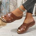 thumbnail image 3 of Modstep Orthopedic Wedge Sandals for Women Hollow Out Low Heel Non Slip Slide Shoes Wide Width Beach Slippers with Arch Support Brown 6, 3 of 7