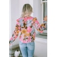 thumbnail image 3 of Women's Pink Floral Print Tiered Ruffled Long Sleeve Blouse, 3 of 5