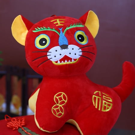 

SunSunrise Tiger Mascot Doll Festive New Year Gift No Deformation Collection Chinese Zodiac Tiger Plush Pendant for Decor