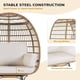 thumbnail image 4 of Single swivel egg chair con smooth 360-degree swivel design: negra steel frame, brown rattan, y off-blanca cushion, 4 of 7