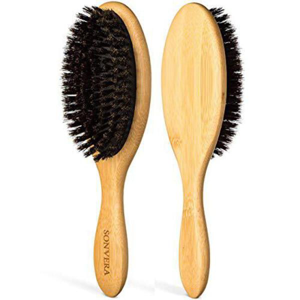 Boar Bristle Hair Brush for Men Natural Hair Brushes for Women Pure Boar  Bristle Brush Mens Hair Brush Set Boars Hair Brush Oval Wooden Bore Bamboo  Hairbrush Adds Shine Fine Soft Thin
