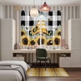 thumbnail image 6 of Curtains 84 Inches Long 2 Panels, Yellow Dwarf Grommets Window Treatment Curtain, Sunflower Hat Bee Black White Plaid Thermal Curtains Drapes for Living Room/Bathroom, 6 of 9