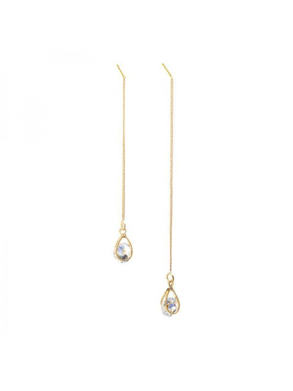 GOLD THREADER EARRINGS Long Drop Earrings For Women Rose Earrings Long Threader Earrings Long Chain Earrings Gold Floral Earrings Gold